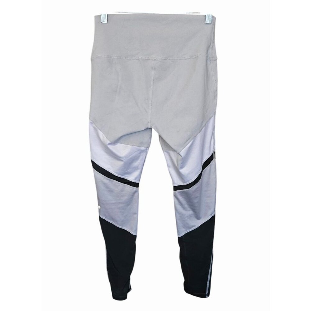 Alo Yoga High Waisted Colorblock Sheila Legging Grey White Mesh Panel Size L - Picture 2 of 6